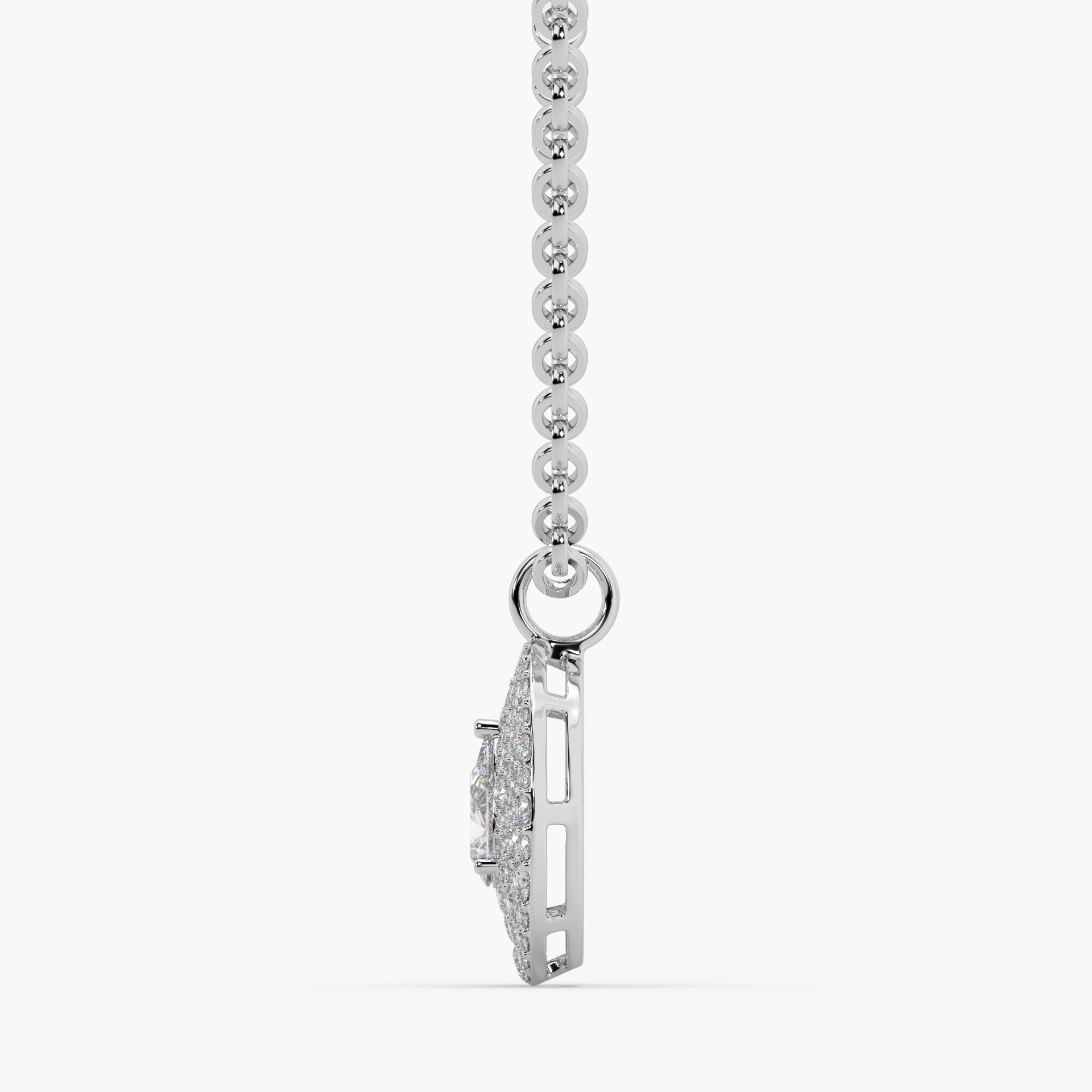 Guru jewel's Round Diamond Studded In Silver Only Pendent For Her