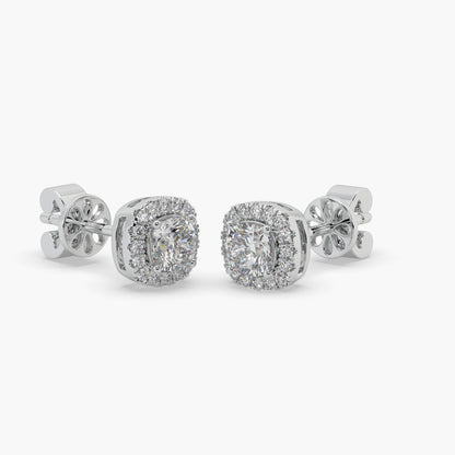 Guru Jewel's Cushion Shaped Fancy Diamond Studded Captivating Silver Earrings For Her