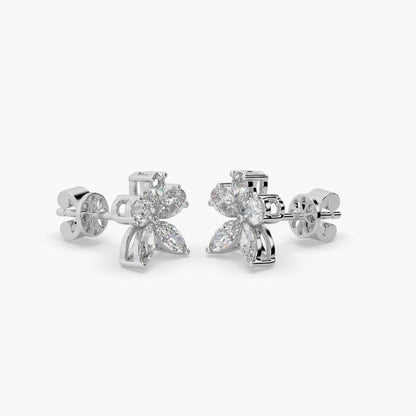 Guru Jewel's Fancy Shaped Diamond Studded Devastating Silver Earrings For Her