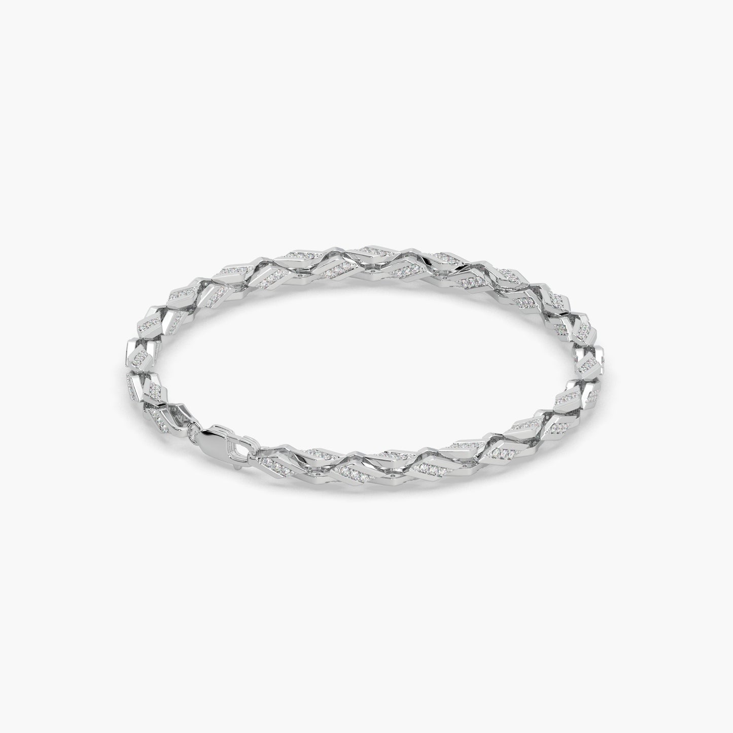 Guru Jewel's Exclusive Round Diamond Studded Tennis Silver Bracelet