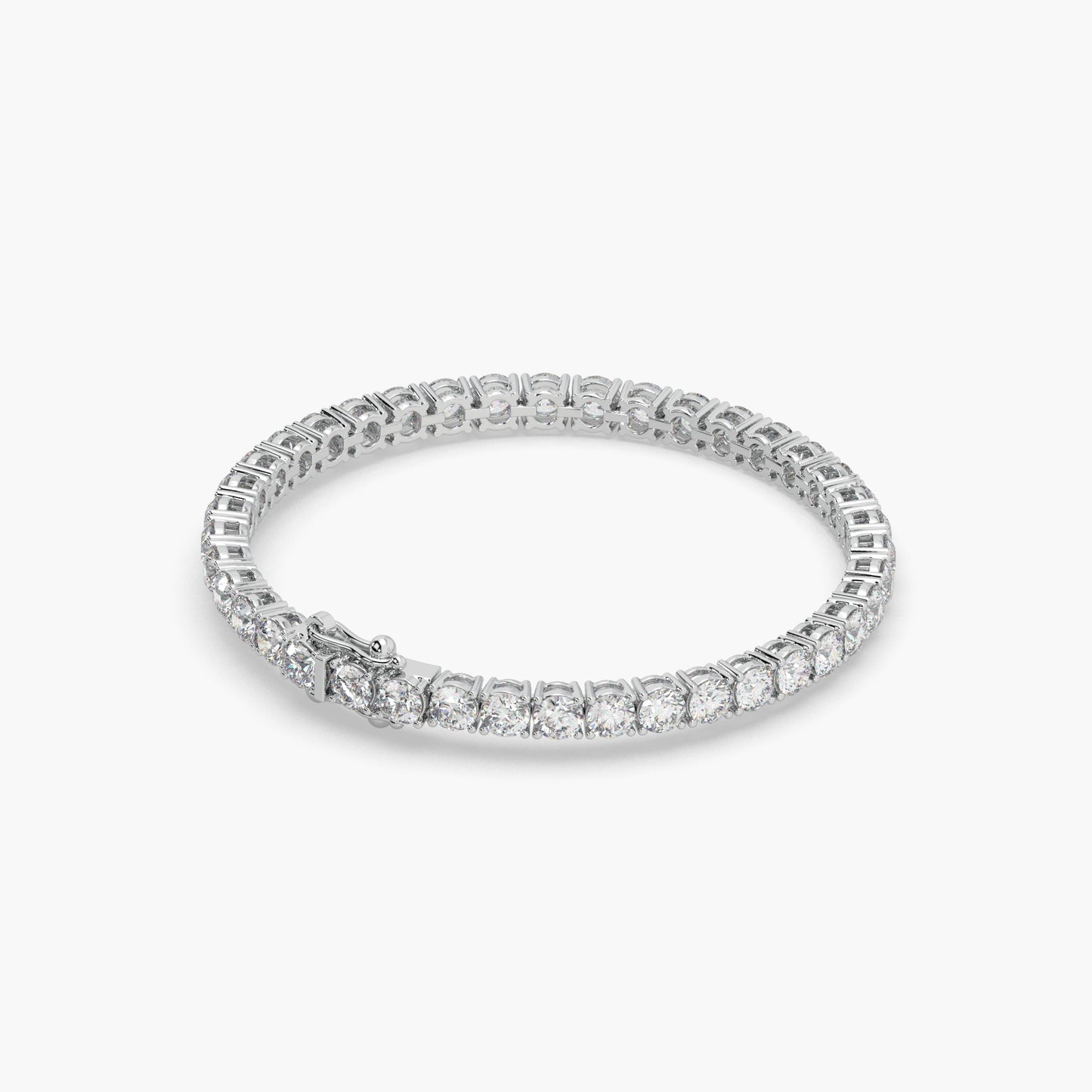 Guru Jewel's Glamorous 4.00 MM Round Solitaire Diamond Studded Silver Tennis Bracelet
