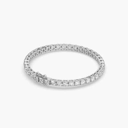 Guru Jewel's Glamorous 4.00 MM Round Solitaire Diamond Studded Silver Tennis Bracelet