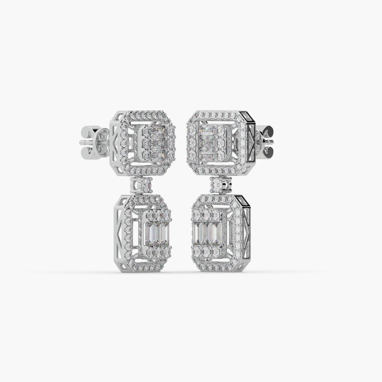 Guru Jewel's Diamond Studded Captivating Silver Earrings For Her