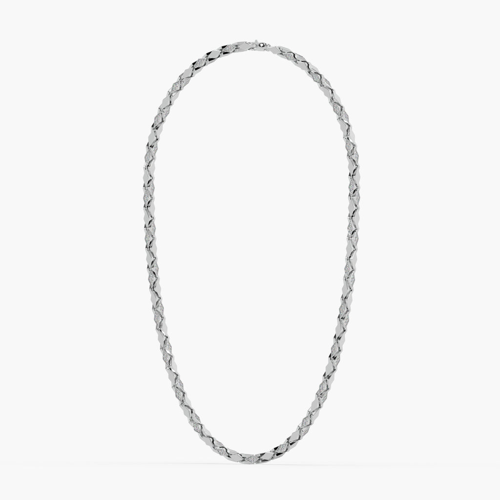 Guru Jewel's Fascinating Round Diamond Studded Silver Chain For Him