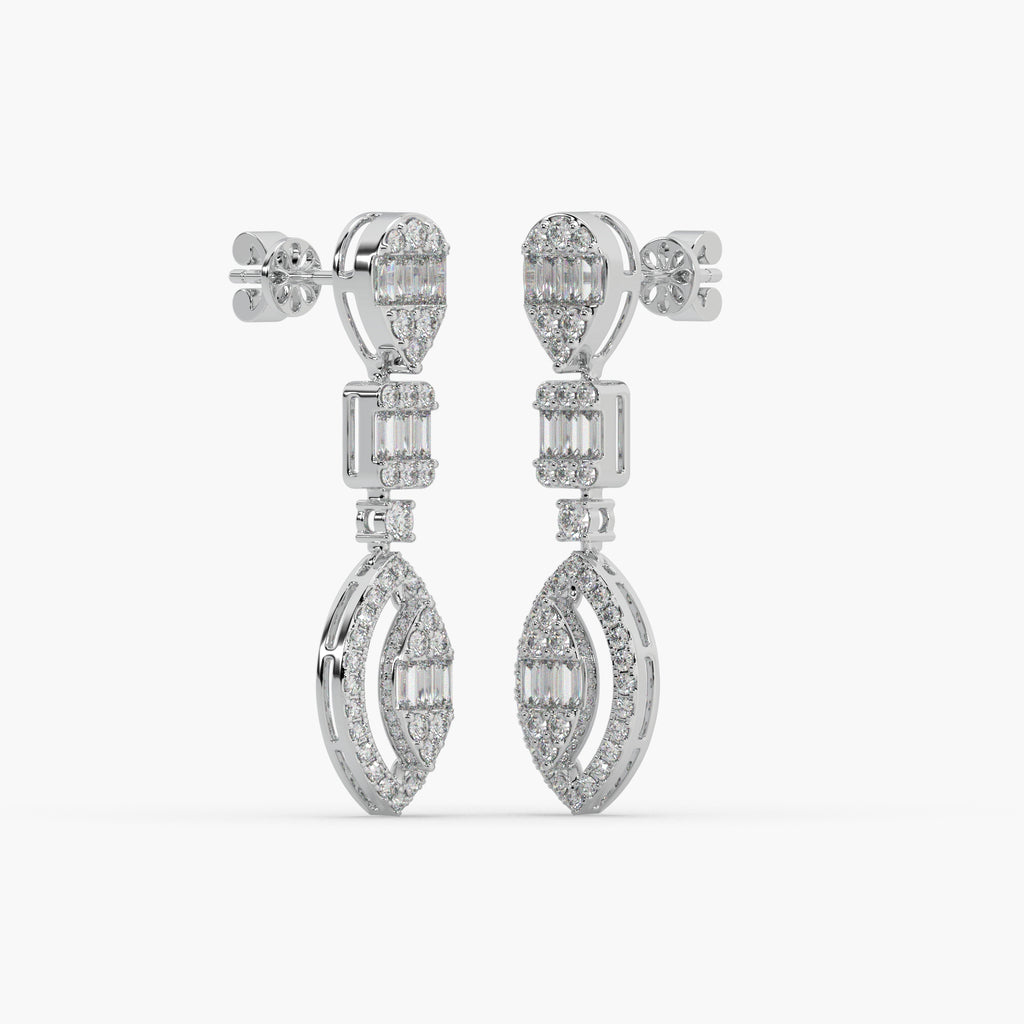Guru Jewel's Diamond Studded Alluring Silver Earrings For Her