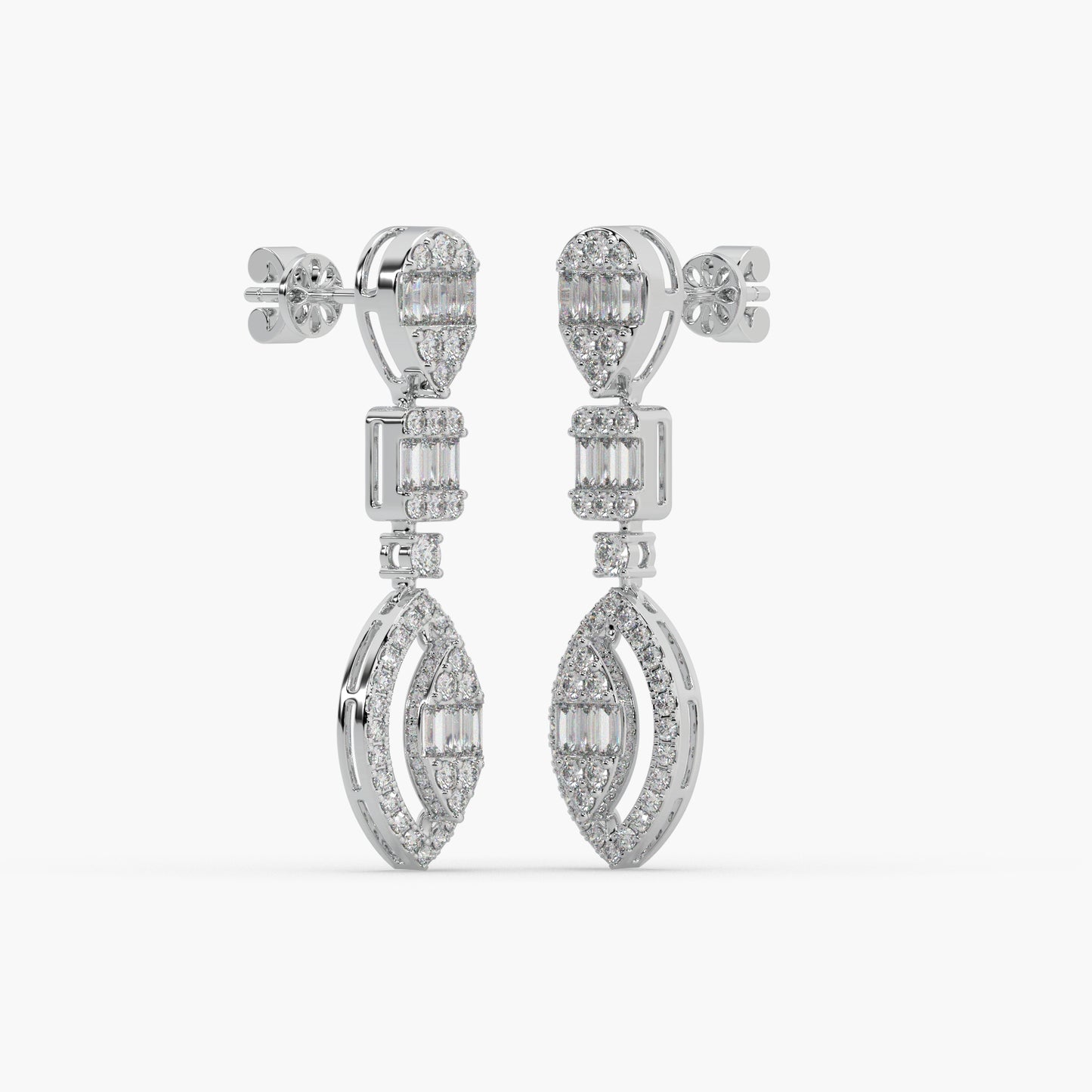 Guru Jewel's Diamond Studded Alluring Silver Earrings For Her