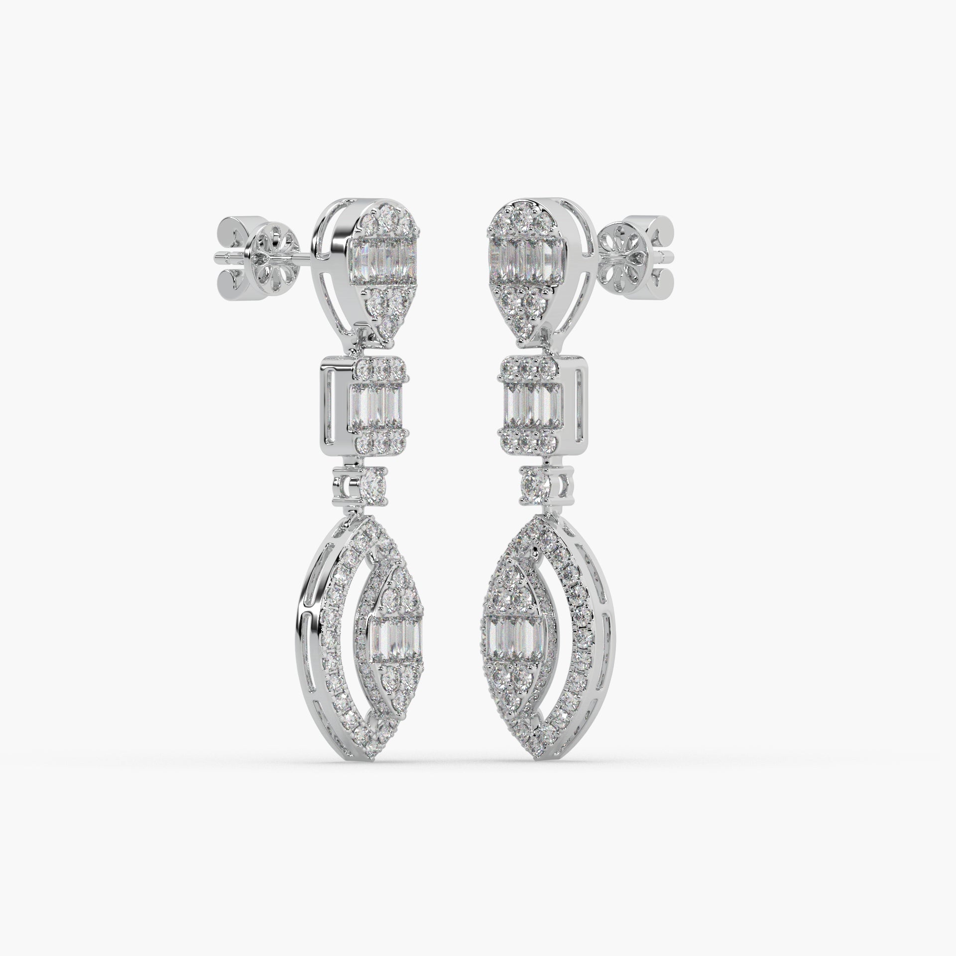 Guru Jewel's Diamond Studded Alluring Silver Earrings For Her