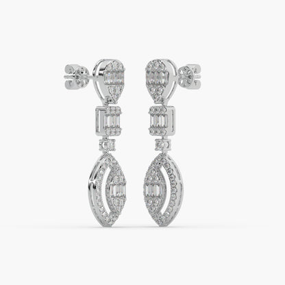 Guru Jewel's Diamond Studded Alluring Silver Earrings For Her