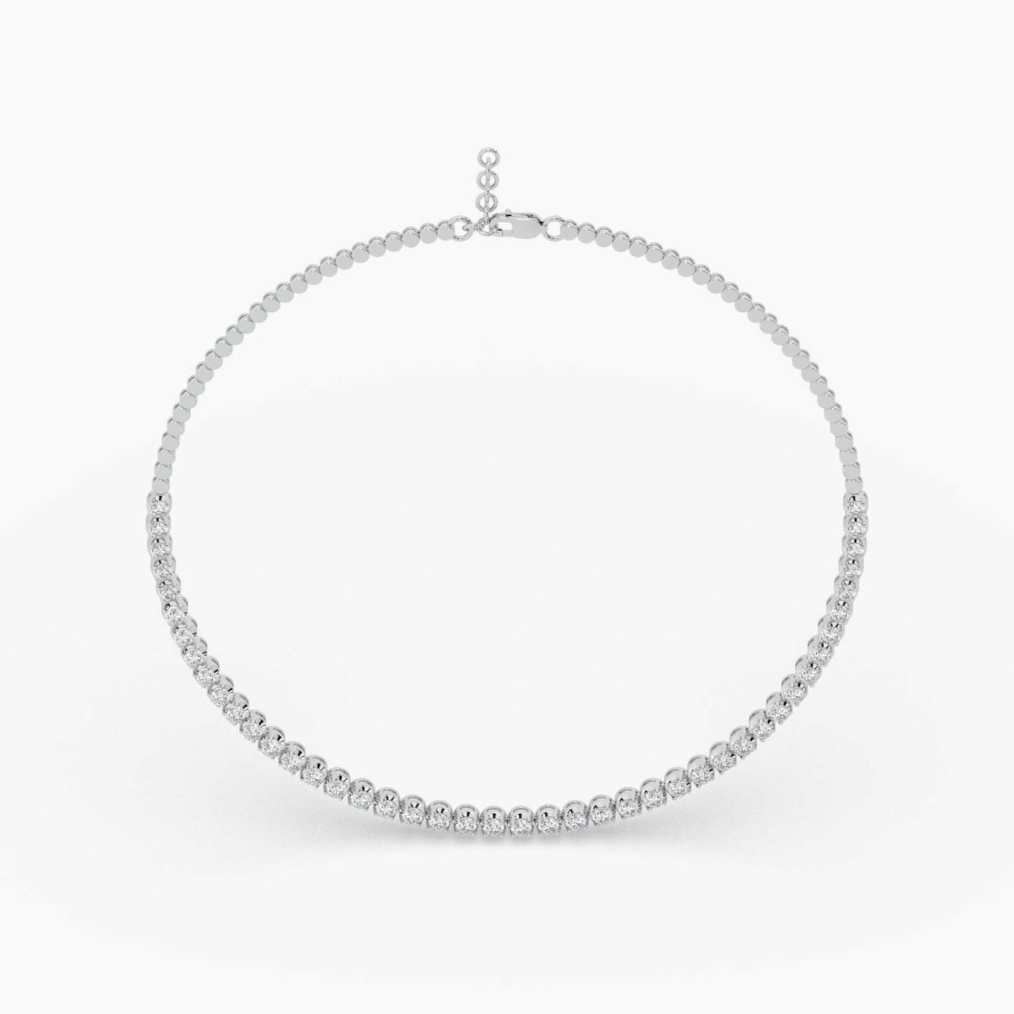 Guru Jewel's Round Solitaire Diamond Studded Fascinating Silver String Necklace For Her