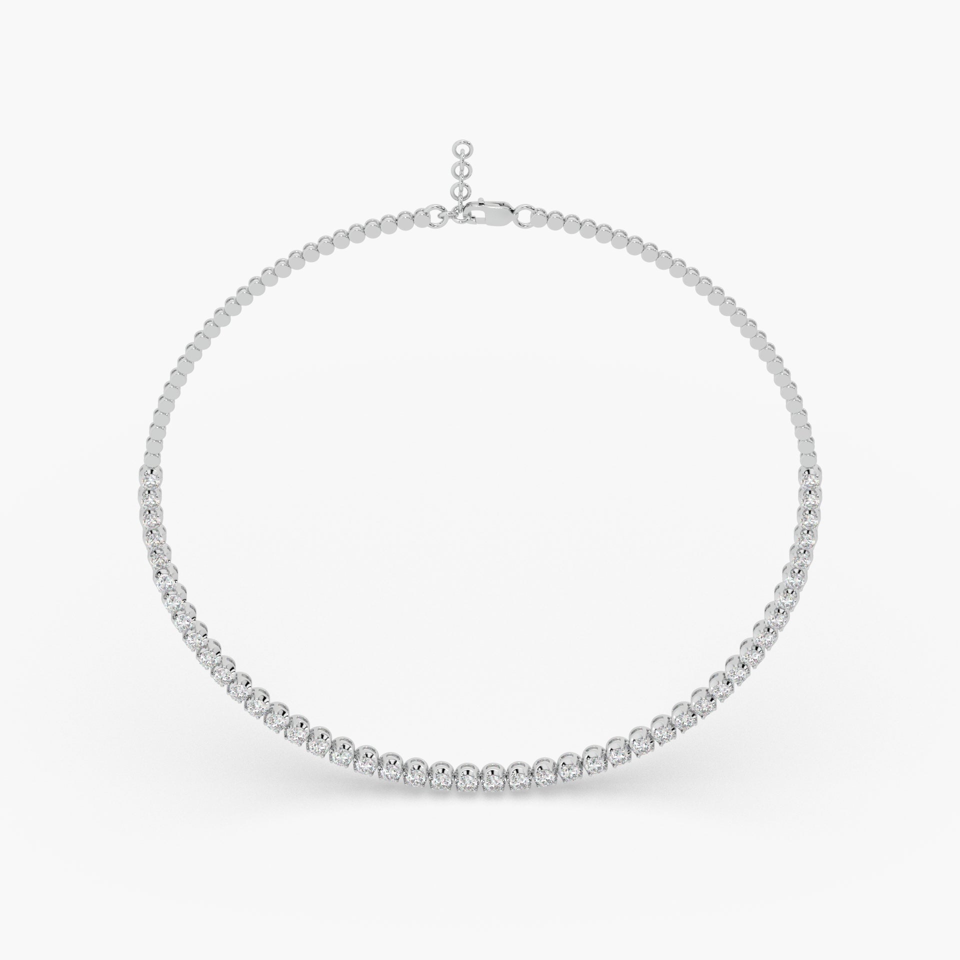 Guru Jewel's Round Solitaire Diamond Studded Fascinating Silver String Necklace For Her