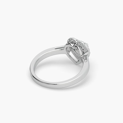Guru Jewel's Round Diamond Studded Heart Shaped Silver Ring For Her