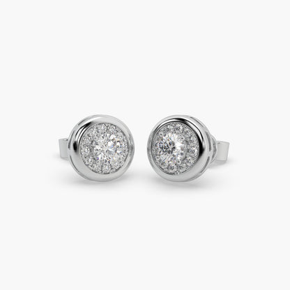 Guru Jewel's Round Diamond Studded Round Shaped Attractive Silver Earrings For Her