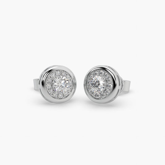 Guru Jewel's Round Diamond Studded Round Shaped Attractive Silver Earings For Her