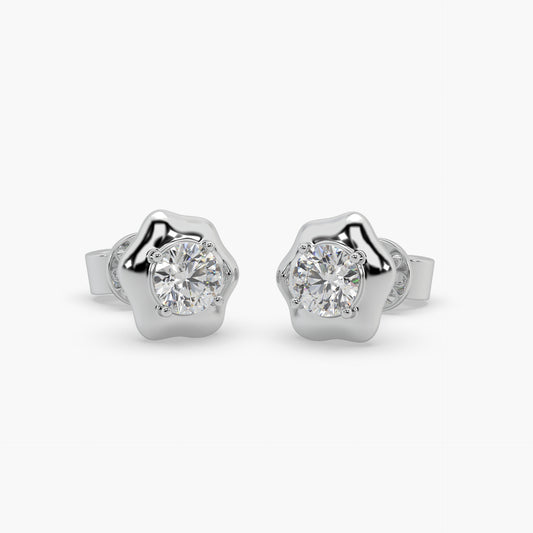 Guru Jewel's Round Solitaire Studded Fancy Shape Earings For Her