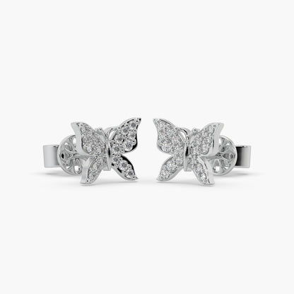 Guru Jewel's Moissanite Studded Silver Butterfly Earings For Her