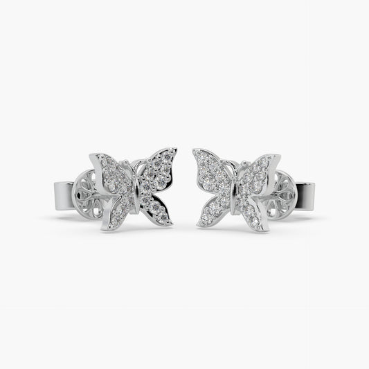 Guru Jewel's Moissanite Studded Silver Butterfly Earings For Her