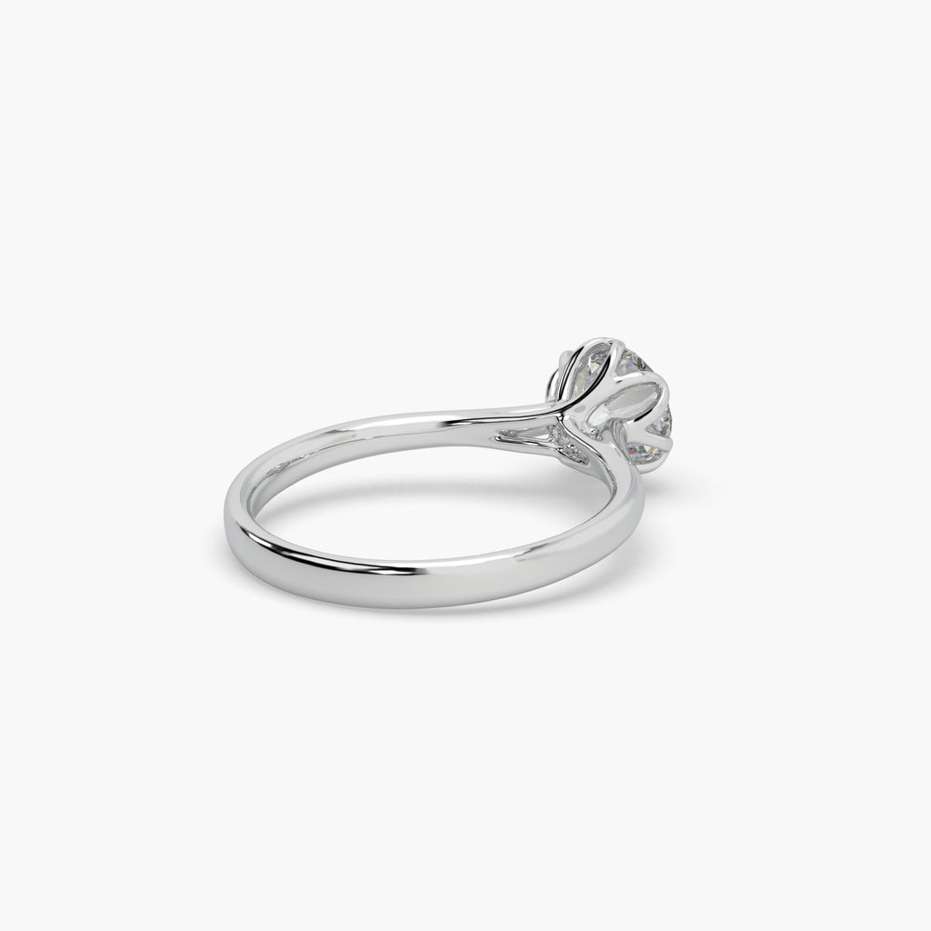 Guru Jewel's Round Solitaire Diamond Studded Silver Ring For Her