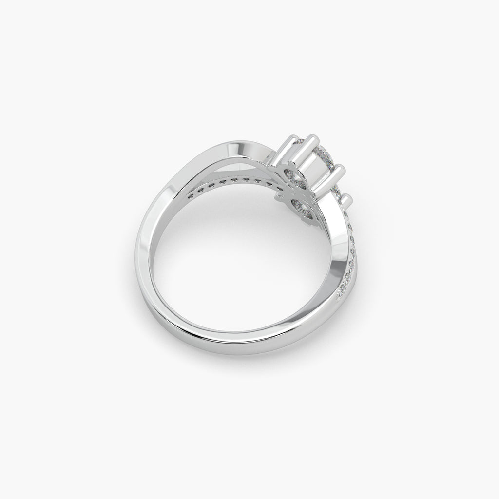 Guru Jewel's Round Diamond Studded Captivating Silver Ring For Her