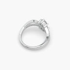 Guru Jewel's Round Diamond Studded Captivating Silver Ring For Her