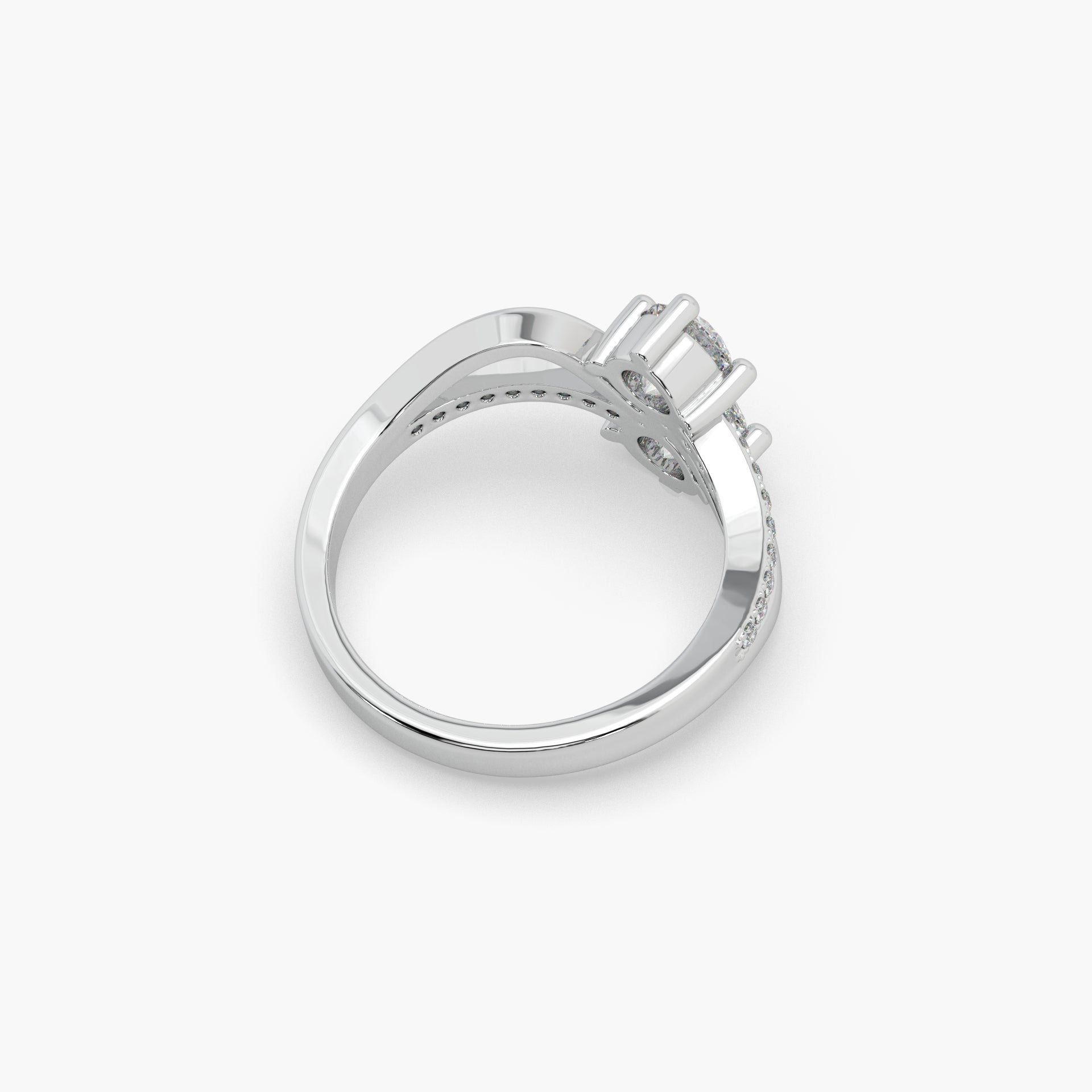 Guru Jewel's Round Diamond Studded Captivating Silver Ring For Her