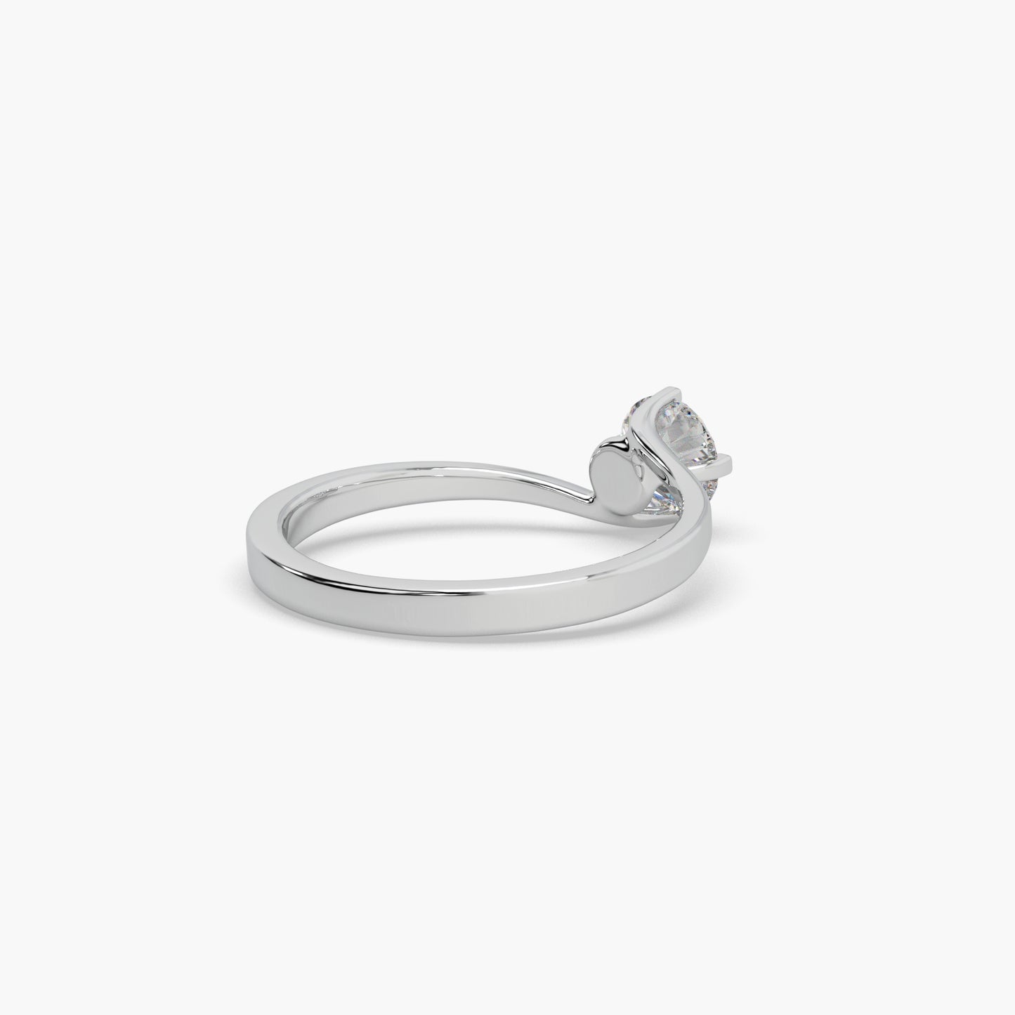 Guru Jewel's Round Solitaire Studded Engagement Silver Ring For Her