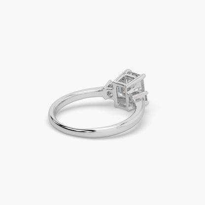 Guru Jewel's Emerald And Round Diamond Studded Impressive Silver Ring For Her