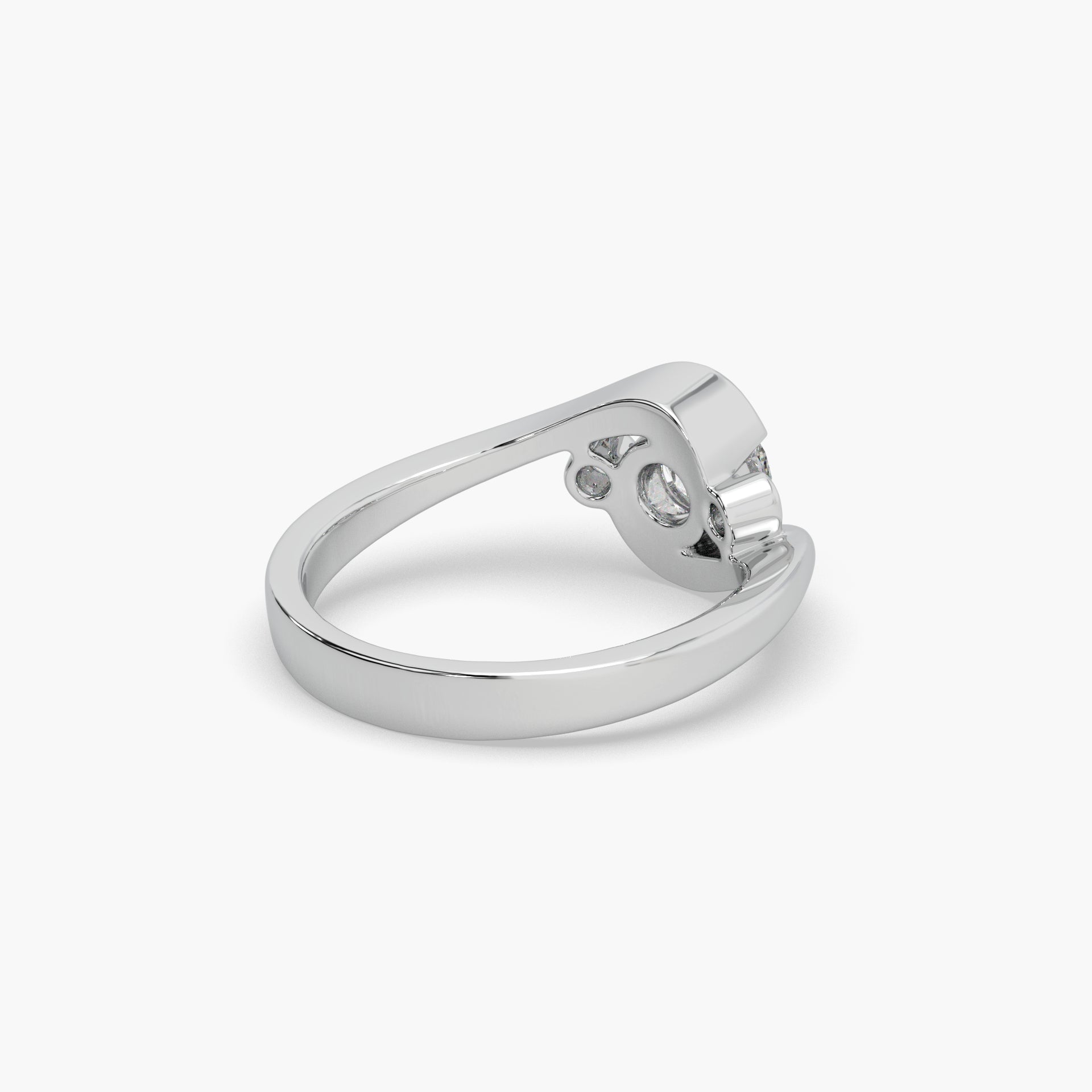 Guru Jewel's Fascinating Round Diamond Studded Silver Ring For Her