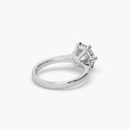 Guru Jewel's Round Solitaire Diamond Studded Exclusive Engagement Silver Sing For Her