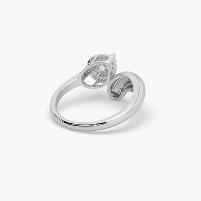 Guru Jewel's Fascinating Fancy Pear And Round Diamond Studded Silver Ring For Her
