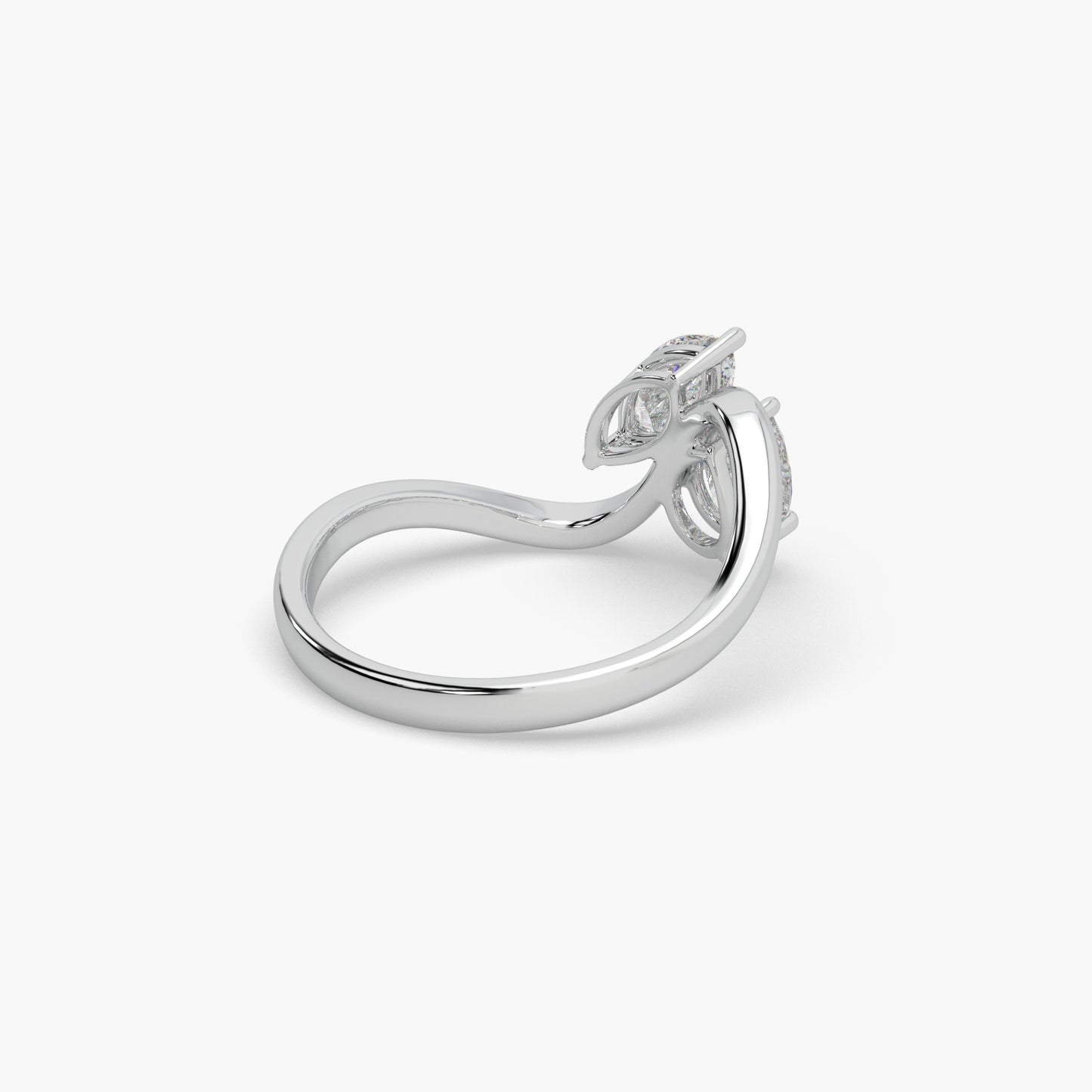 Guru Jewel's Fancy Marquise And Pear Shaped Diamond Studded Silver Ring For Her