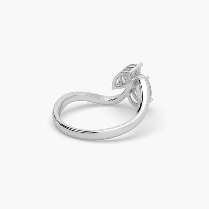 Guru Jewel's Fancy Marquise And Pear Shaped Diamond Studded Silver Ring For Her