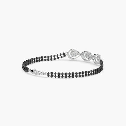 Guru Jewel's Diamond Studded Alluring Silver Mangalsutra Bracelet For Her