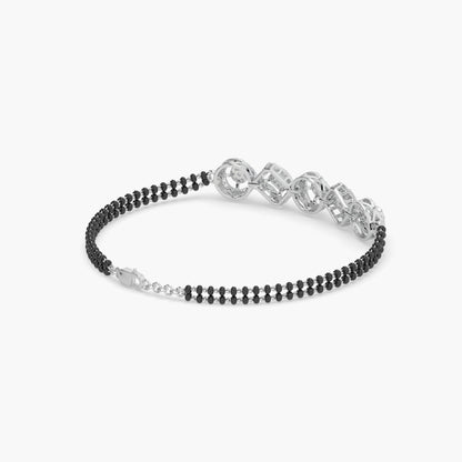 Guru Jewel's Exclusive Diamond Studded Silver Mangalsutra Bracelet For Her