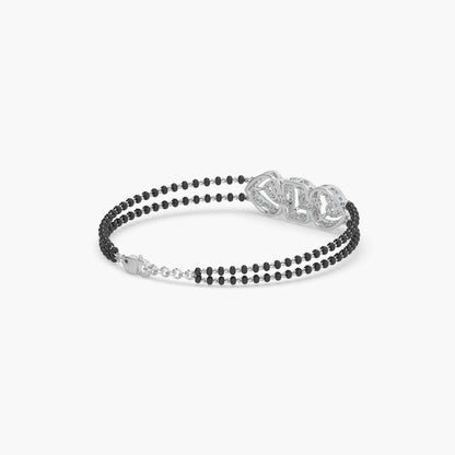 Guru Jewel's Fabulous Round Diamond Studded Silver Mangalsutra Bracelet For Her