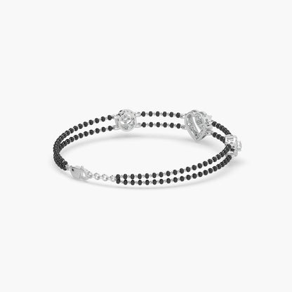 Guru jewel's Stunning Diamond Studded Silver Mangalsutra Bracelet For Her