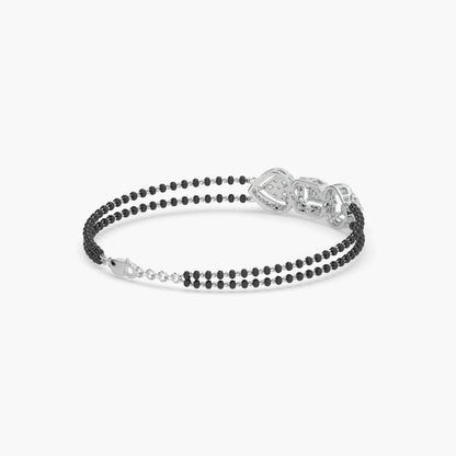 Guru Jewel's Round Diamond Studded Silver Mangalsutra Bracelet For Her