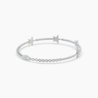 Guru Jewel's Star Shaped Silver Loose Bracelet For Her