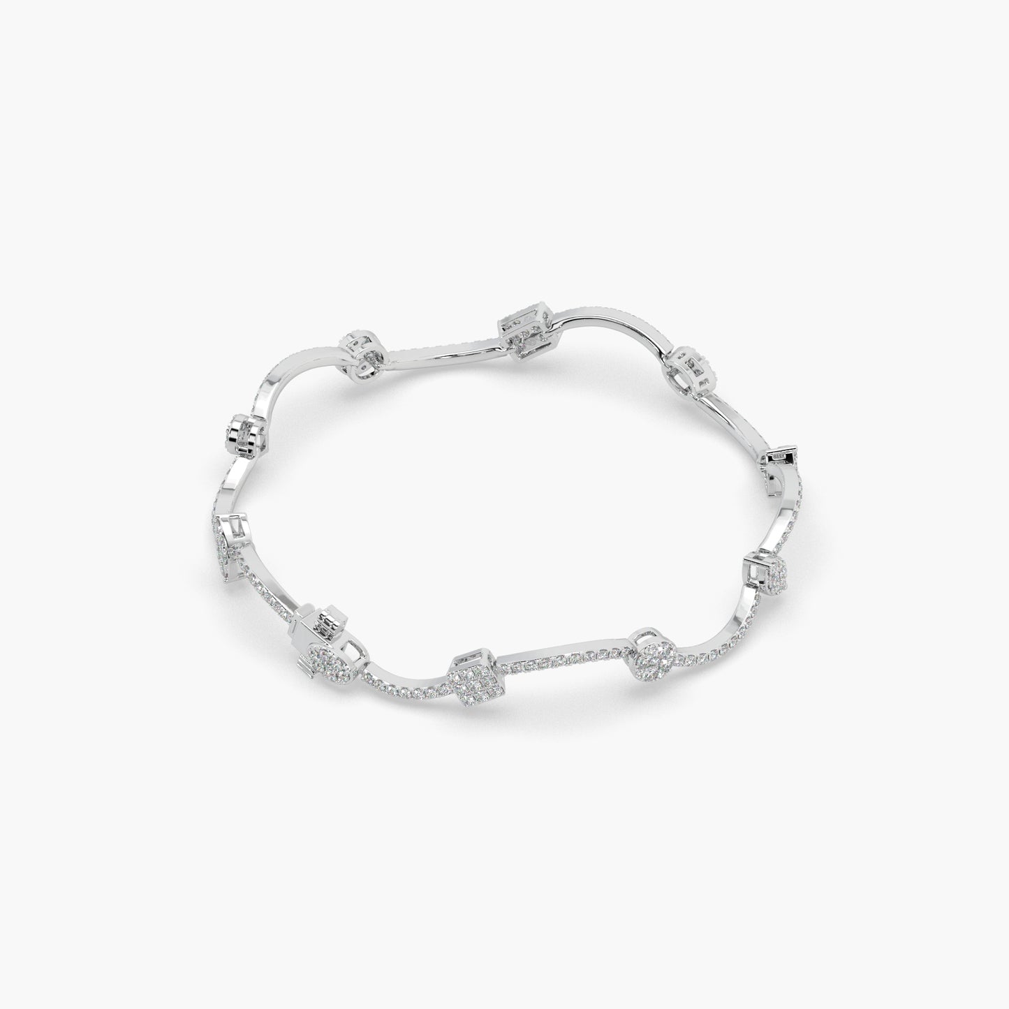 Guru Jewel's Diamond Studded Fascinating Silver Loose Bracelet For Her