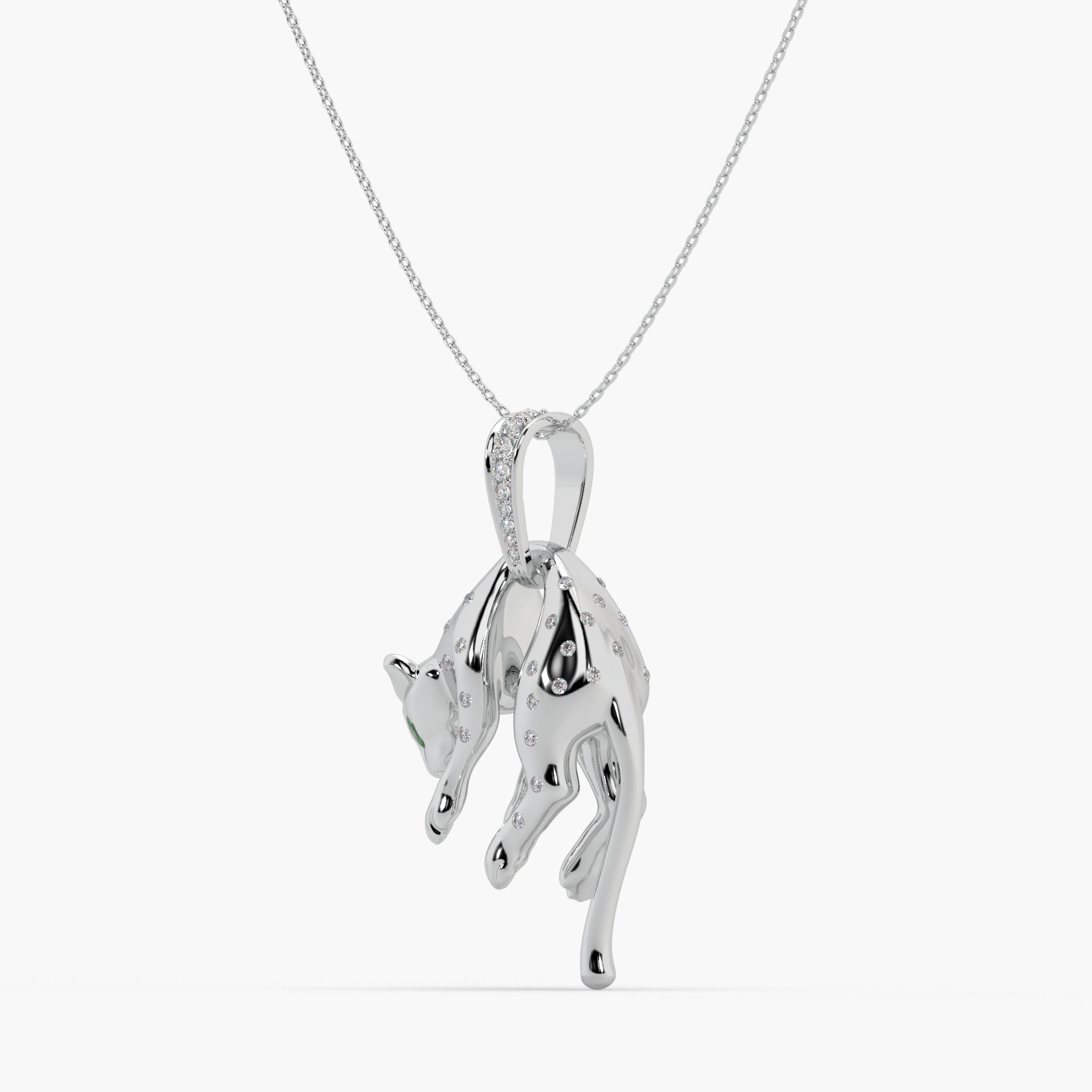 Guru Jewel's Exclusive Jaguar Pattern Diamond Studded Silver Only Pendent