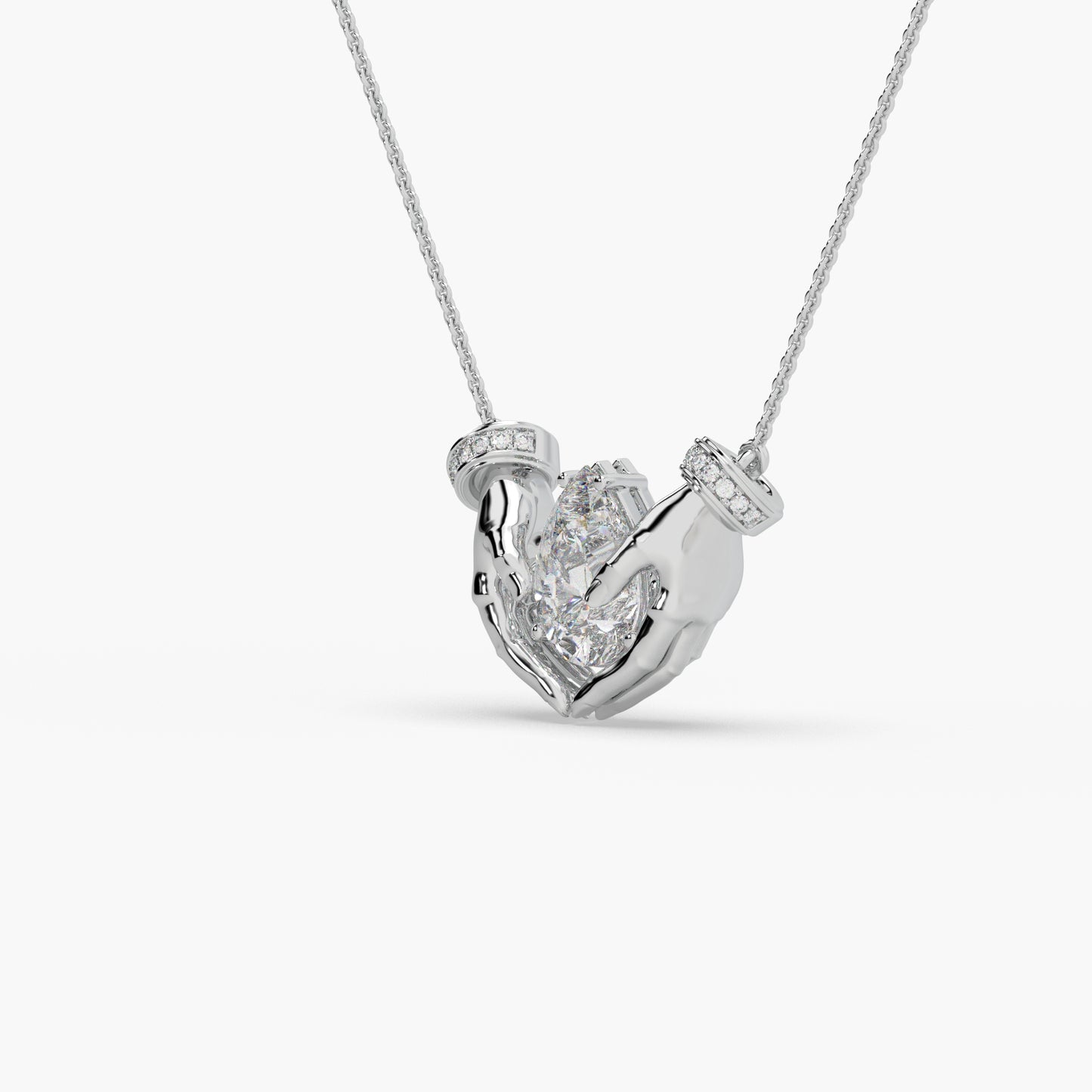 Guru Jewel's Pear Shaped Diamond Studded Silver Only Pendant For Her