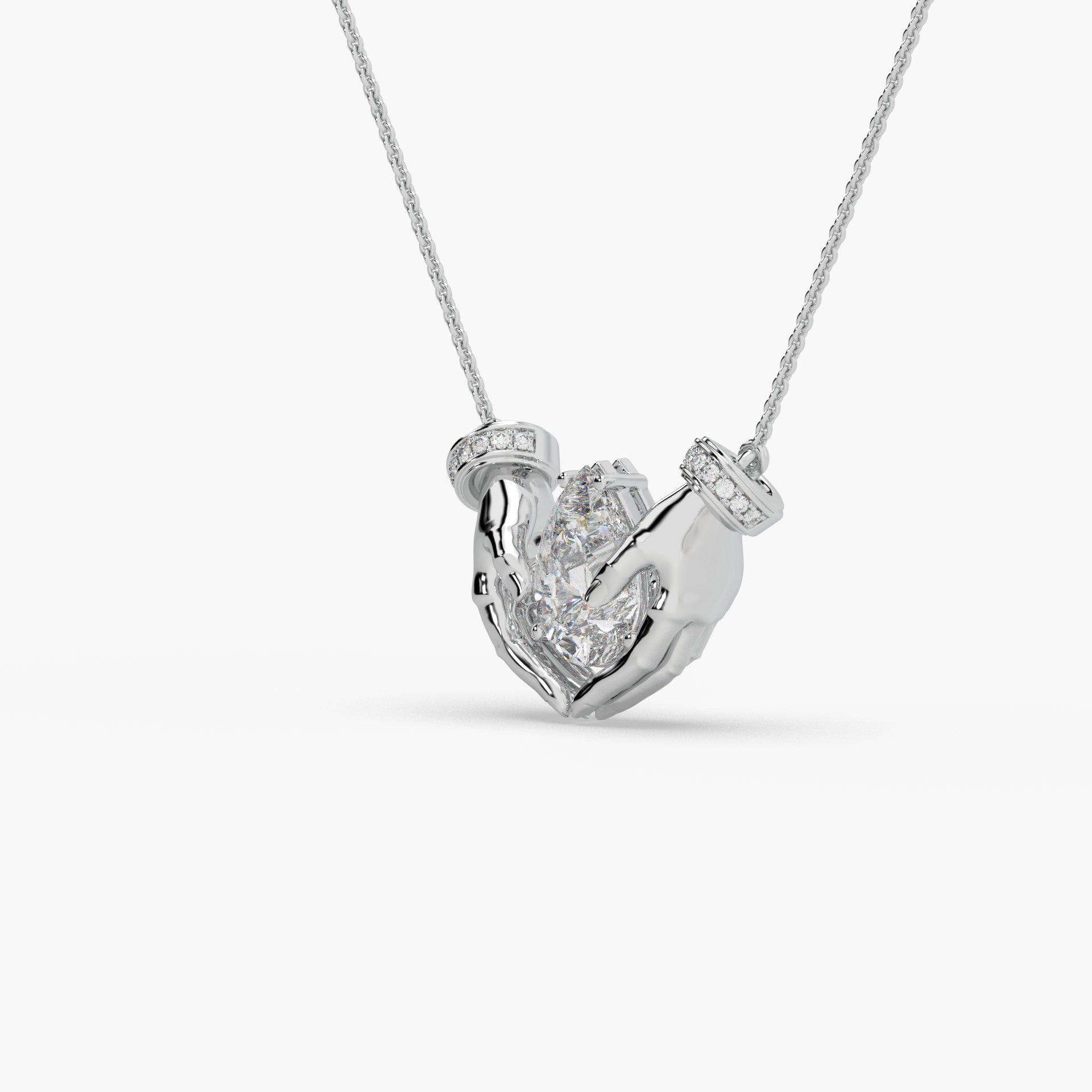 Guru Jewel's Pear Shaped Diamond Studded Silver Only Pendent For Her