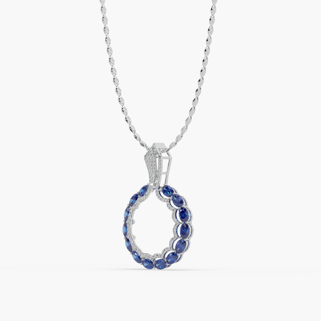Guru Jewel's Astonishing Blue Sapphire And Diamond Studded Only Pendent For Her