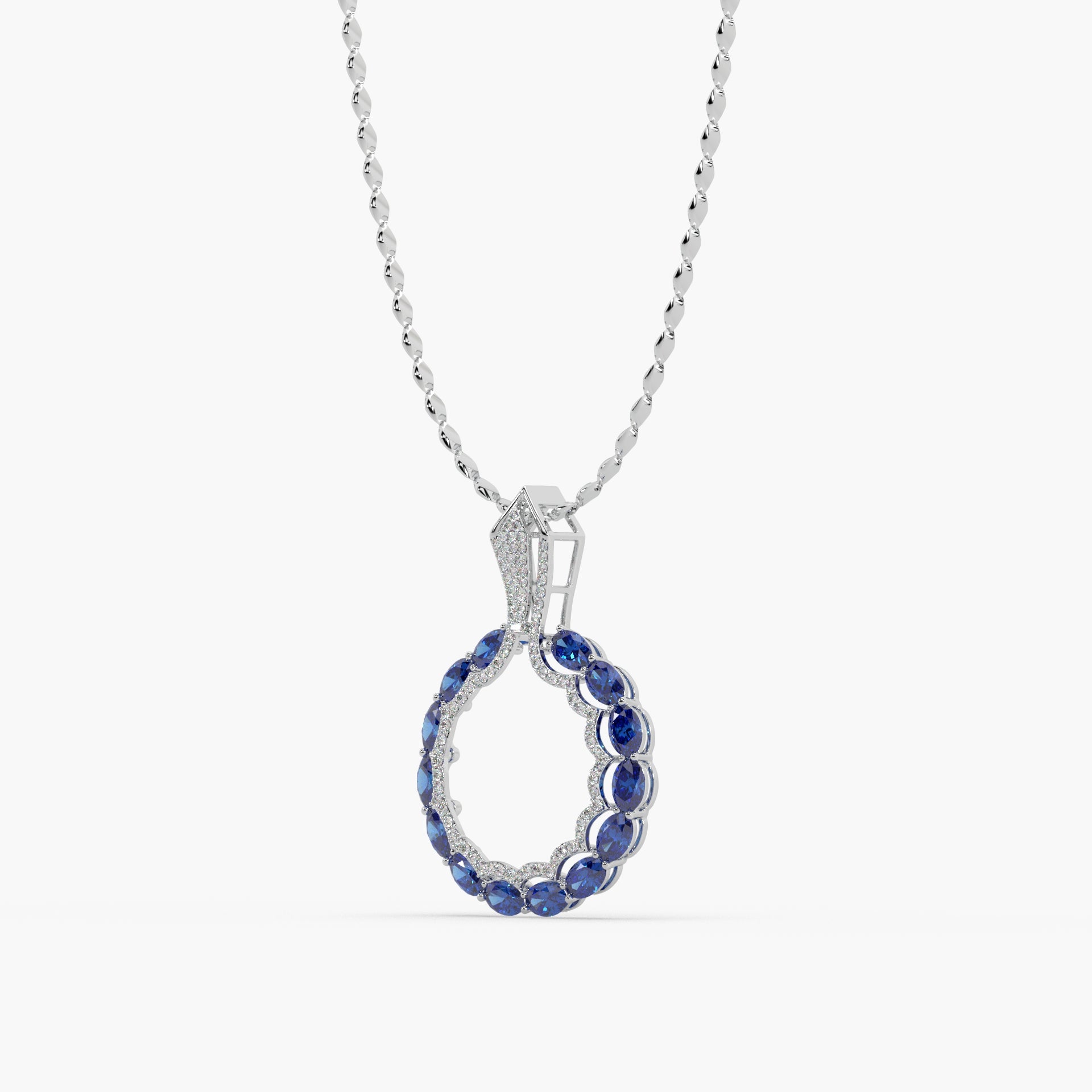 Guru Jewel's Astonishing Blue Sapphire And Diamond Studded Only Pendent For Her