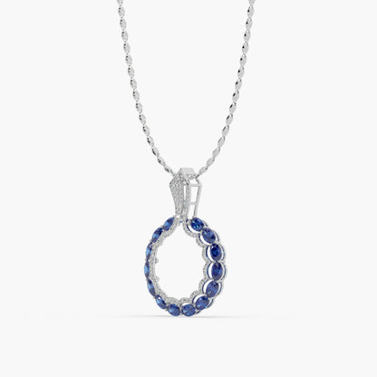 Guru Jewel's Astonishing Blue Sapphire And Diamond Studded Only Pendant For Her