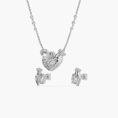 Guru Jewel's Fancy Shaped Diamond Studded Silver Pendant Set For Her