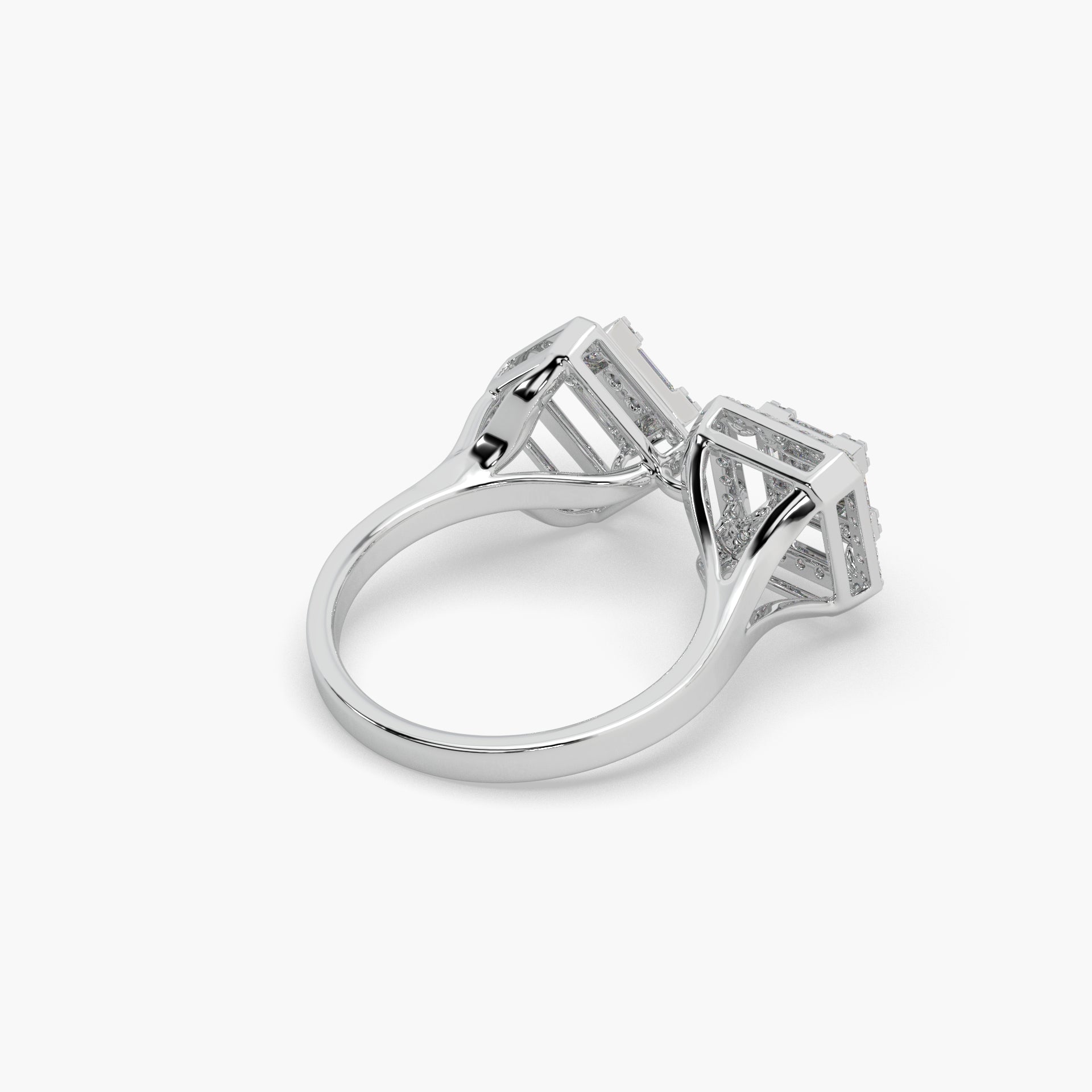 Guru Jewel's Round And Bugget Diamond Studded Silver Ring For Her