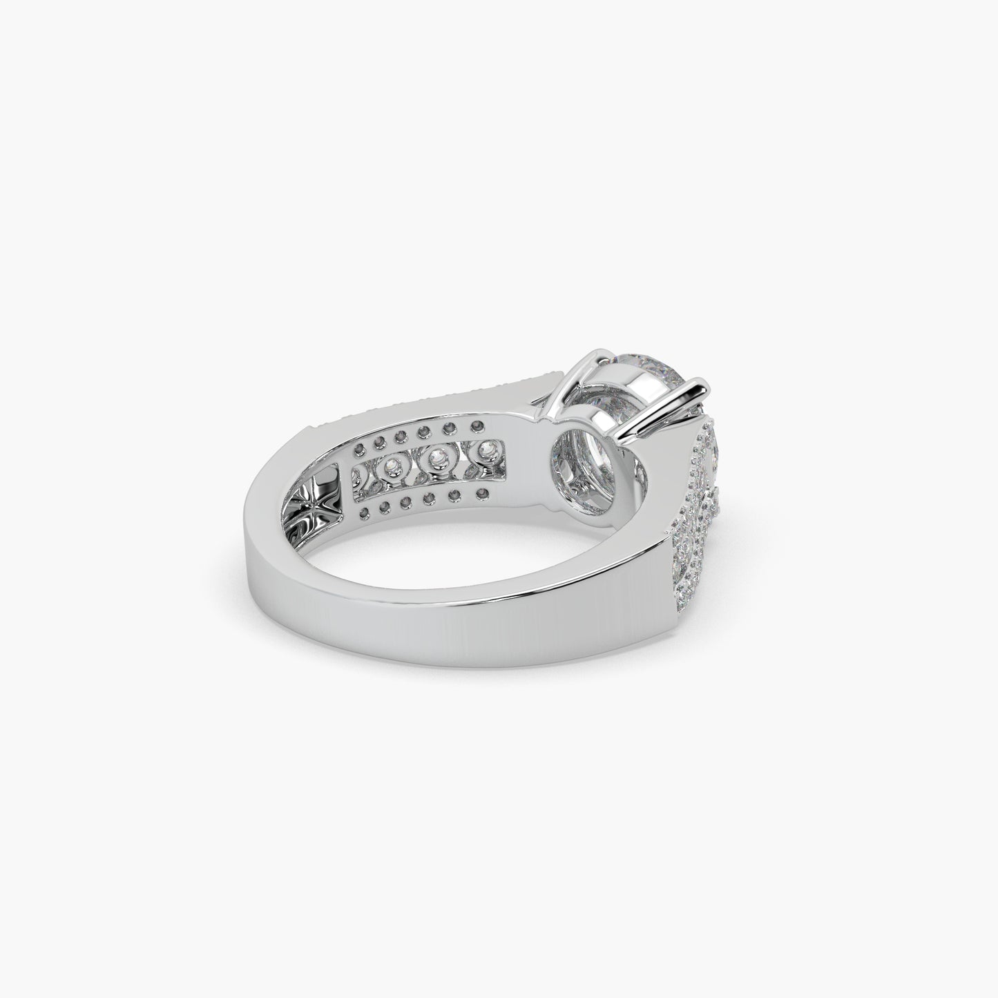 Guru Jewel's Round Solitaire Diamond Studded Silver Ring For Her