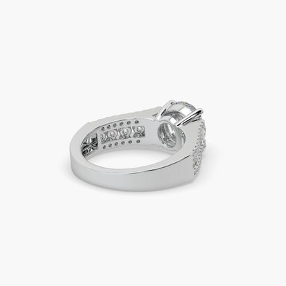Guru Jewel's Round Solitaire Diamond Studded Silver Ring For Her