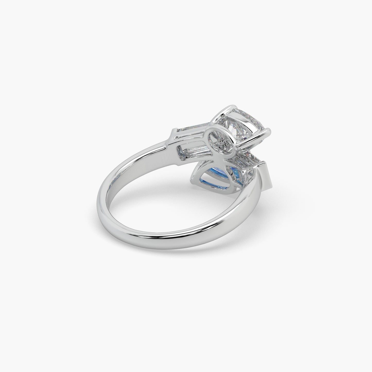 Guru Jewel's Blue Sapphire And Fancy Diamond Bugget Studded Silver Ring For Her