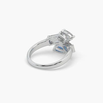 Guru Jewel's Blue Sapphire And Fancy Diamond Bugget Studded Silver Ring For Her